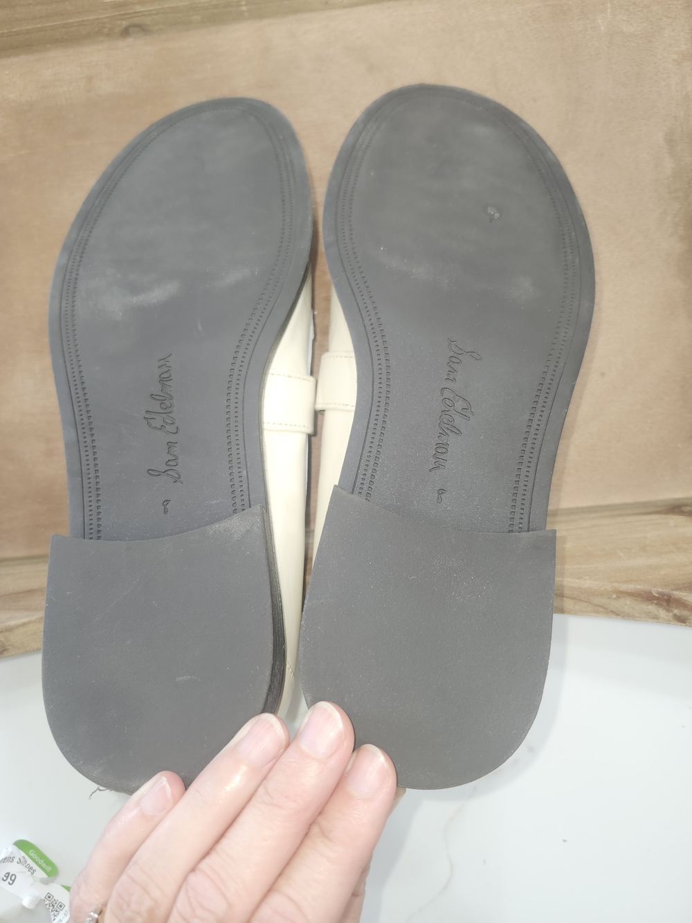 Sam Edelman Elaina Mary Jane Loafers Cream Leather T-Strap Gold Buckle Women's 8 - Picture 8 of 9